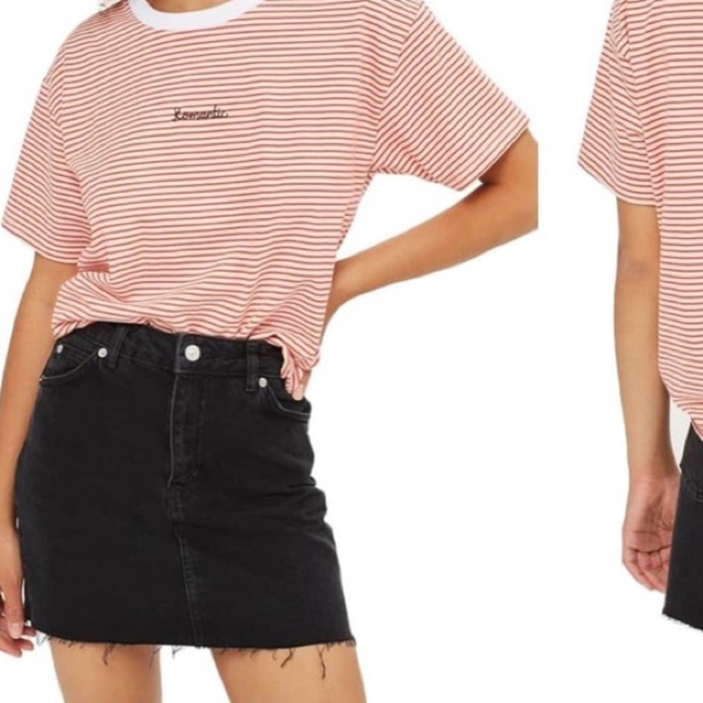 Topshop Moto Black Denim Skirt with Bottom Distressing Size US 2 / EU 34